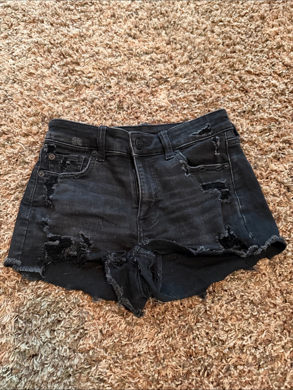 American Eagle Outfitters Black Distressed Jean Shorts